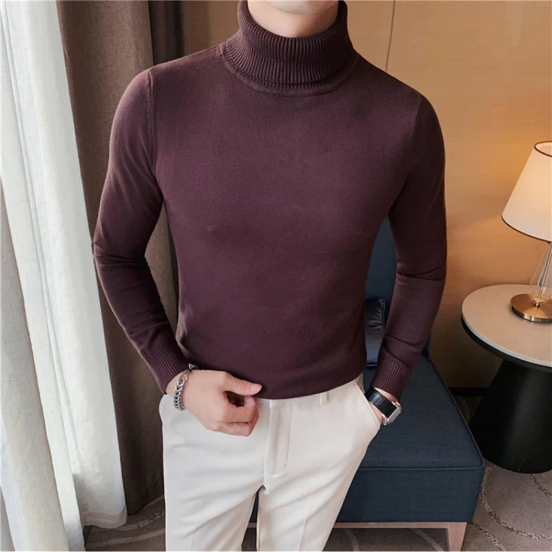 Bonsir New Fall/Winter Male Sweaters High-Necked Knitwear Shirt British Style Casual Business Pullover Men Casual Sweaters S-4XL