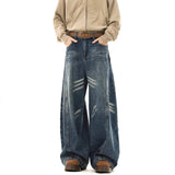 BONSIR  -  Spring and Autumn American retro scimitar jeans men's high street loose design cleanfit straight wide-leg trousers