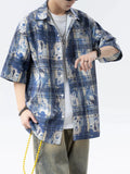 BONSIR  -  Summer high-grade sexy handsome shirt summer thin loose retro shirt Japanese tie-dyed shirt short-sleeved man