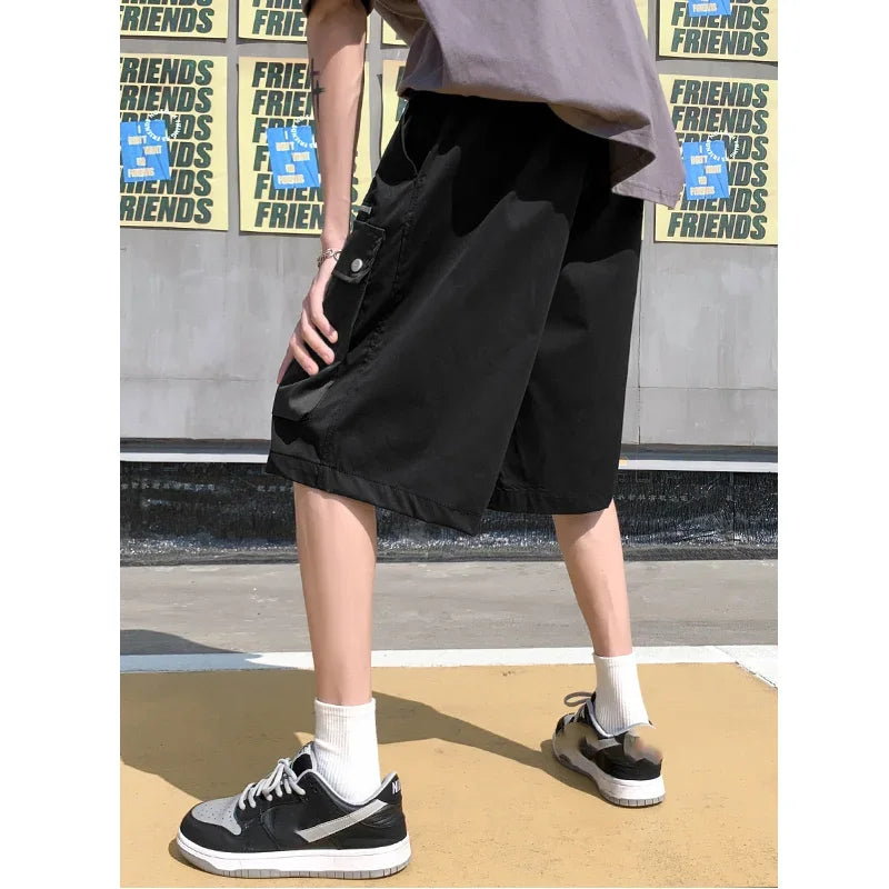 BONSIR  -  Summer Big Pockets Mens Cargo Shorts High Street Streetwear Straight Bermuda Masculina