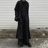 BONSIR  -  Mens Shirt Embroidered Robe Tie Shirt Streetwear Personality All-Match Y2k Dark Style Campus Long-Sleeve Top Men'S Clothing 2025