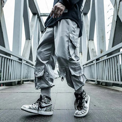 Bonsir Black Cargo Pants Men Joggers Hip Hop Techwear Pants Hippie Cargo Trousers for Men Streetwear Plus Size Pockets Oversize