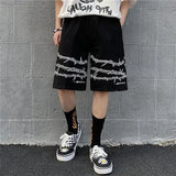 Bonsir Mens Casual Shorts Summer Hip-Hop Street Harajuku Style Personalized Print Simple Sports Shorts Boys Loose Straight Pants
