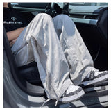 BONSIR  -  Bla Me Side Zip Qui Dry Ice Silk Casual Pants Men Summer Thin American Straight Tube Outdoor Tactical Long Trousers