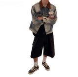BONSIR  -  New spring and autumn design sense old denim jacket men's Korean version high-quality contrasting color casual collar
