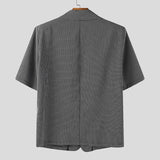 BONSIR  -  Men Plaid Blazer Lapel Half Sleeve Button Casual Suits Men Streetwear 2025 Korean Style Fashion Leisure Thin Coats S-5XL