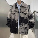 BONSIR  -  Mens Jackets High Street Hip Hop Retro Gradient Tie Dye American Style Denim Workwear  Design Jacket Mens Spring Autumn New
