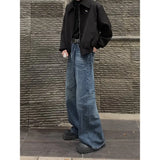 Bonsir Y2k Autumn street trend personalized straight leg wide leg washed jeans American men and women hip-hop loose casual pants