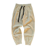 Bonsir Men Solid Drawstring Pants Summer American Waffle Casual Pants Unisex Men Trendy Brand High Street Loose Sports Harem Trousers