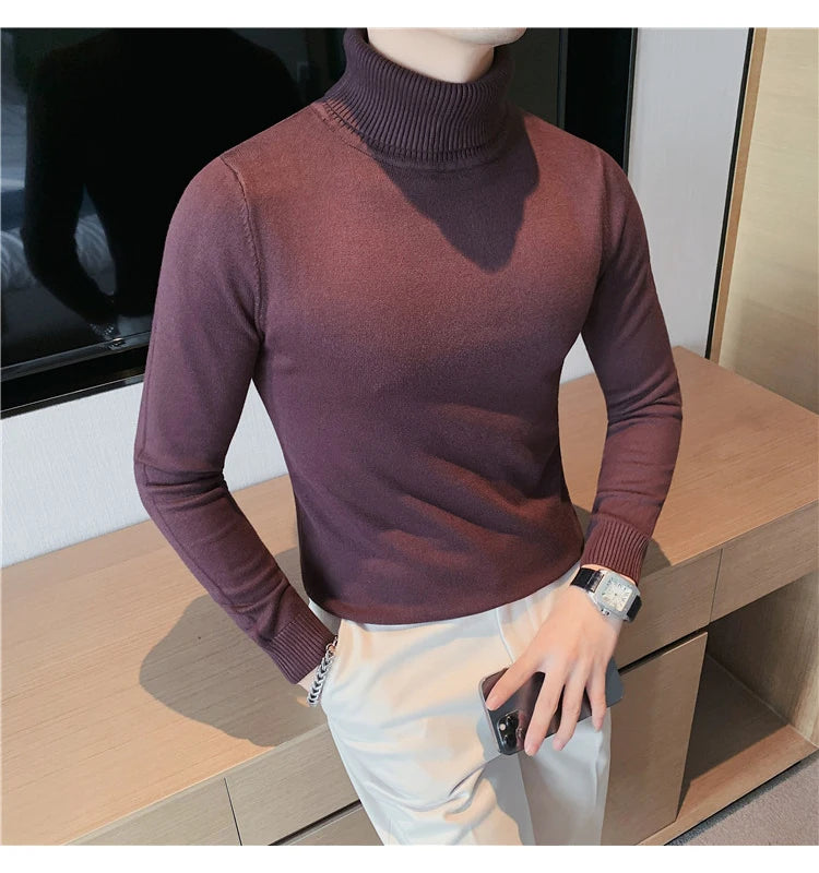 Bonsir New Fall/Winter Male Sweaters High-Necked Knitwear Shirt British Style Casual Business Pullover Men Casual Sweaters S-4XL