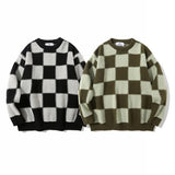 BONSIR  -  Spring Autumn Men's Plaid O-Neck Sweaters Casual Men Cashmere Warm Knitted Pullover Men Classic Loose Knitwear Sweaters Clothing