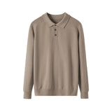 BONSIR  -  Men Long-sleeved Knitted Shirt with Turnover Collar Comfortable and All-match Wool Sweater Simple Business and Casual Polo Shirt