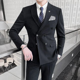 Bonsir Men Suits Double Breasted Latest Design Groom Wedding Stage Tuxedos Best Costume Homme Slim Fit Business Social 3 Pieces