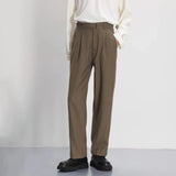 BONSIR  -  Korean Style Fashion Luxury Drape Straight Pants Men 2025 Spring And Autumn New Retro Solid Color Trend Mens Casual Trousers
