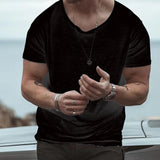 BONSIR  -  New High Quality T Shirt Casual Daily Fashion Holiday Loose Men O Neck Short Sleeve Slight Stretch Solid