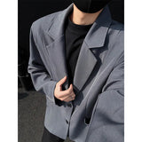 BONSIR  -  Black Blazer Jacket Men Fashion Society Mens Gray Dress Jacket Korean Loose Casual Suit Jacket Mens Office Formal Jackets M-3XL