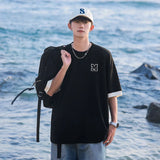 BONSIR  -  Summer Oversized T Shirt Men Tees Short Sleeve Korean Fashion T-shirts Hip Hop Streetwear Drop Shoulder Male Casual Tops