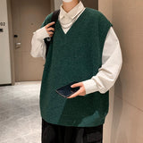BONSIR  -  Autumn Streetwear Mens Loose Sweater Vest Casual Thermal Oversized Winter Sweater Vest Men Sweater Vest  for Daily Wear