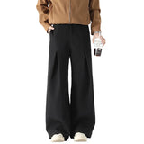 BONSIR  - Beige Suit Pants Men Oversized Fashion Society Mens Black Dress Pants Korean Loose Wide Leg Pants Mens Office Formal Trousers