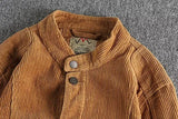 BONSIR  -  Corduroy Jacket for Men Retro Trendy Casual Versatile Slim Fit Stand Up Collar Fashionable Outerwear