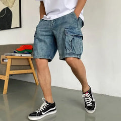 Bonsir Denim Shorts Men Summer Jeans Shorts Korean Fashion Clothing Knee Length Streetwear Bermuda Shorts