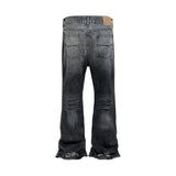 Bonsir Streetwear Black Washed Ripped Baggy Flare Jeans Pants for Men and Women Straight Ropa Hombre Loose Casual Denim Trousers