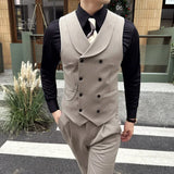 Bonsir ( Vest + Pants) Men Luxury Double Breasted Design Suit Vest 2 pieces Formal Groom Wedding Dress Vest Set Fashion Club Clothing