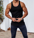 BONSIR  -  Summer Knitted Men's H-shaped Slim Fit Vertical Stripe Tank Top Fitness Training Breathable Sleeveless Fashion New Style