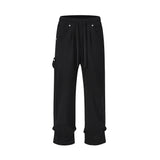 Bonsir Streetwear Washed Vintage Solid Baggy Joggers Sweatpants Mens and Womens Straight Pocket Loose Casual Drawstring Trousers