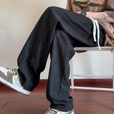 BONSIR  -  Summer Casual Pants Men Fashion White Straight Pants Men Japanese Streetwear Loose Pleated Pants Mens Black Trousers M-3XL