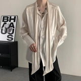 Bonsir Mens Shirt Flowing Collar Chinese Performance Top Thin Niche Personality Streetwear Beach Vacation Shirt Unisex Summer New