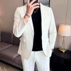 Bonsir New White Men Suits Slim with Double Breasted Wedding Groom Tuxedo Formal Business Male Fashion Jacket With Pants 2 Pieces