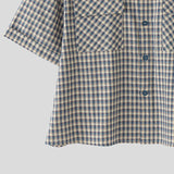 BONSIR  -  Men Plaid Shirt Lapel Short Sleeve Pockets Korean Style Men Clothing Summer Loose 2025 Streetwear Causal Male Crop Tops