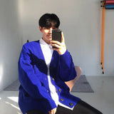 BONSIR  -  Men All-match Knitted Loose Big Sweater in Spring and Autumn Fashionable V-neck Single-breasted Pure Color Knitted Cardigan Coat