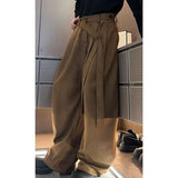 BONSIR  -  suede ribbon pants for men's high-end draping and velvet scimitar pants American casual trousers