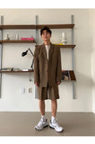 BONSIR  -  Brown Black Suit Jacket Men Fashion Social Mens Dress Jacket Korean Loose Casual Suit Jacket Mens Office Formal Jacket Coat