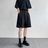 BONSIR  -  Summer Suit Shorts Men Fashion Social Mens Dress Shorts Korean Loose Black Ice Silk Shorts Mens Office Formal Shorts M-2XL