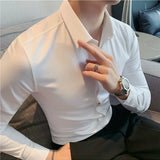 Bonsir High Quality Stand Seamless Shirts Men Long Sleeve Drape Slim Fit Casual Dress Shirts Luxury Formal Social Dress Blouse 4XL-M