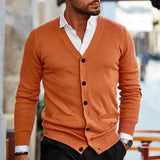 BONSIR  -  Men's New Style Knitted Sweater in Autumn and Winter, Korean Version V-Neck Long Sleeve Slim-Fit Cardigan Sweater Coat S-2XL