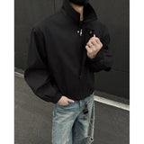 BONSIR  -  Spring Short Jacket Men Fashion Black Casual Jacket Men Streetwear Korean Loose Bomber Jacket Mens Motorcycle Jackets M-3XL