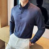 Bonsir High Quality Stand Seamless Shirts Men Long Sleeve Drape Slim Fit Casual Dress Shirts Luxury Formal Social Dress Blouse 4XL-M