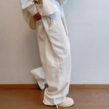 BONSIR  -  large-size men's spring and autumn retro daily versatile solid color corduroy loose straight casual pants floor pants