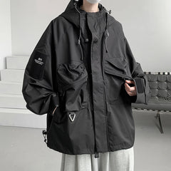 Bonsir Streetwear Mens Jackets And Coats Autumn Cargo Black 6XL 7XL 8XL Hip Hop Waterproof Outerwear Windproof Overcoats