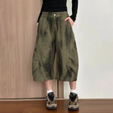 BONSIR  -  Y2k Cargo Deconstructed Distressed Contrasting Casual Cropped Pants Genderless Streetwear Fashion Cropped Shorts Unisex 2025 New