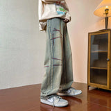 Bonsir Men's Pants Vibe High Street Jeans Men Ins Trendy Loose Straight Tube Versatile Trend Wide Leg Men's Pants