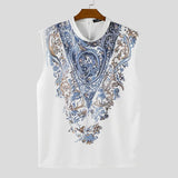 INCERUN Men Tank Tops Printing O-neck Sleeveless Summer Male Vests Streetwear 2025 Oversize Fashion Casual Men Clothing S-5XL
