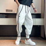Bonsir Spring Autumn Casual Joker Harlan Pants Sports Bundle Leg Waist Pants Streetwear Fashion Men Black White Grey Elastic Trousers