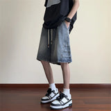 Bonsir Summer Fashion Blue Denim Pants Shorts Men's Straight Casual Ins Youth All-match Fifth Pants Elastic Waist Chic Short Pants