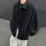 BONSIR  -  New Summer Men's Denim Coats Solid Color Pocket Streetwear American Style Single Breasted Loose Male Jackets 2025 24K5076