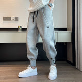 Bonsir Spring Autumn Casual Joker Harlan Pants Sports Bundle Leg Waist Pants Streetwear Fashion Men Black White Grey Elastic Trousers